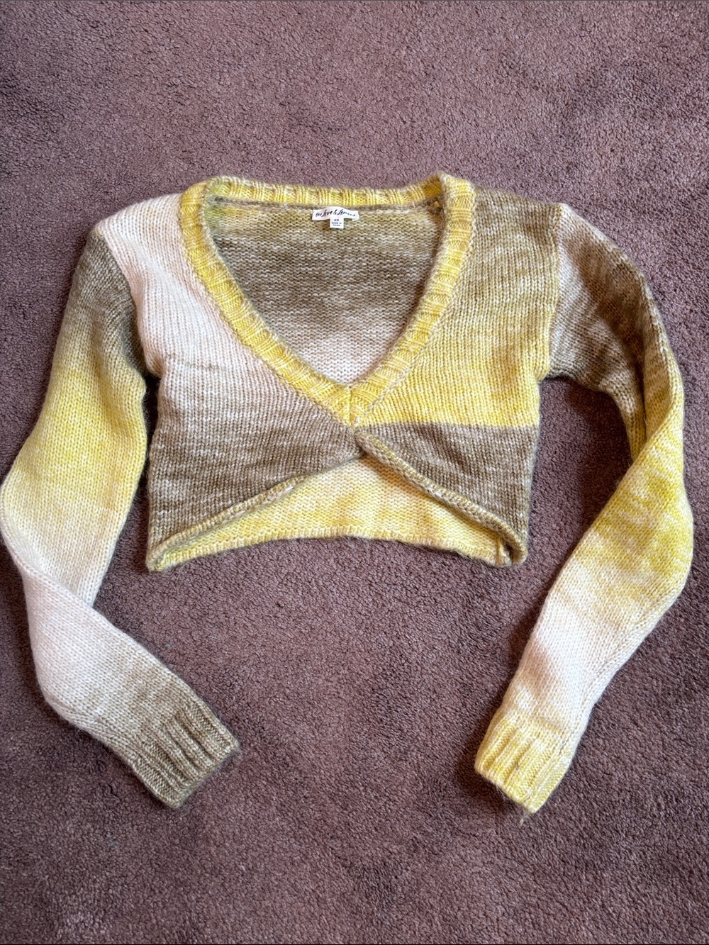 For love and lemons Cropped V-Neck ombre yellow, cream and brown